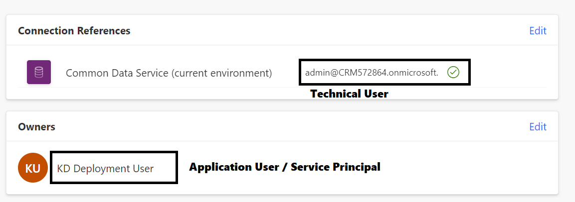 It's also possible to use application user instead of technical service accounts but this a little bit more tricky.